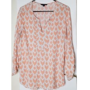 Tommy Hilfiger SZ L Tunic Shirt Roll Tab Sleeves  Hi-Low Hem Womens Large